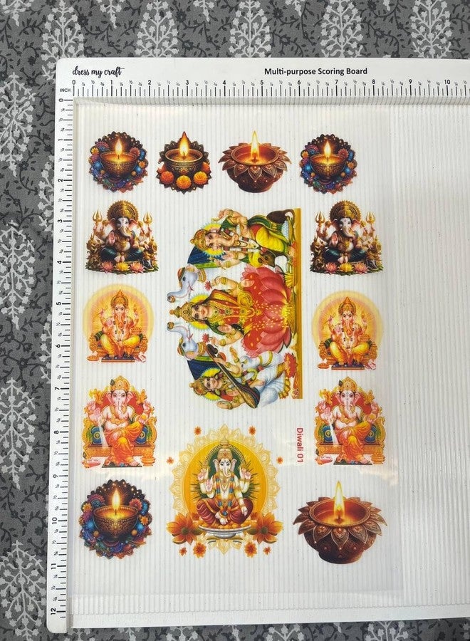 IRIKA A4 Resin Insert Sheet - Diwali Theme with Ganesh Ji, Lakshmi Ji & Diya Designs | Not Stickers | Direct Mold Insert for Art & Craft - Image 3